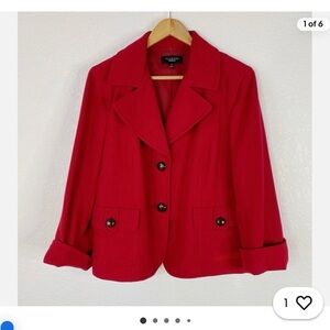 Talbots The Grace Fit Womens Size 8 Red Knit 100% Wool Jacket